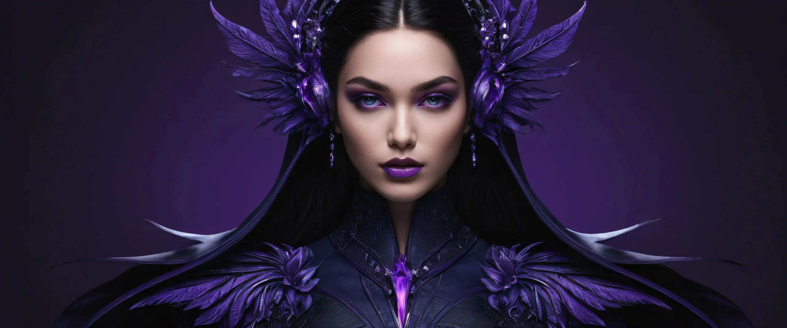 Breathtaking fantasy landscape for your desktop/pc with a purple void and sleek dark mode aesthetic.