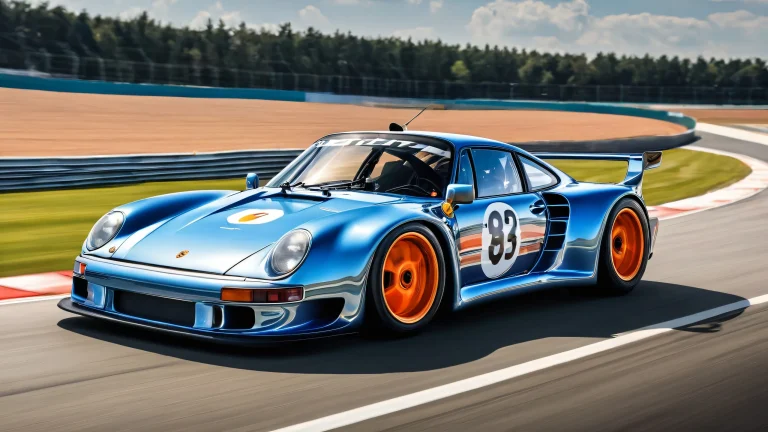 Award-winning desktop wallpaper of Porsche 963 RSP on a pristine void background with distant race tracks and sunlight, perfect for Desktop/PC.