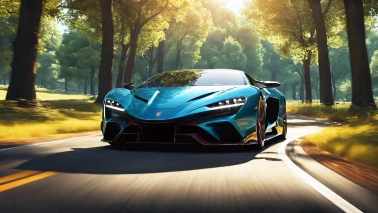 A stunning desktop background featuring a vehicle in a vast, pure void with radiant sunlight and distant trees. Adecuado para escritorio/PC.