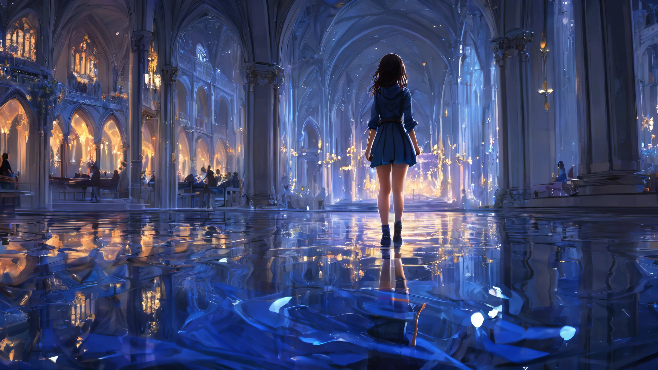Ultra HD Ethereal Radiance Awakening Wallpaper Award-winning digital art of a girl in a vast pure void, with radiant and brilliant colors, perfect for your desktop/pc.