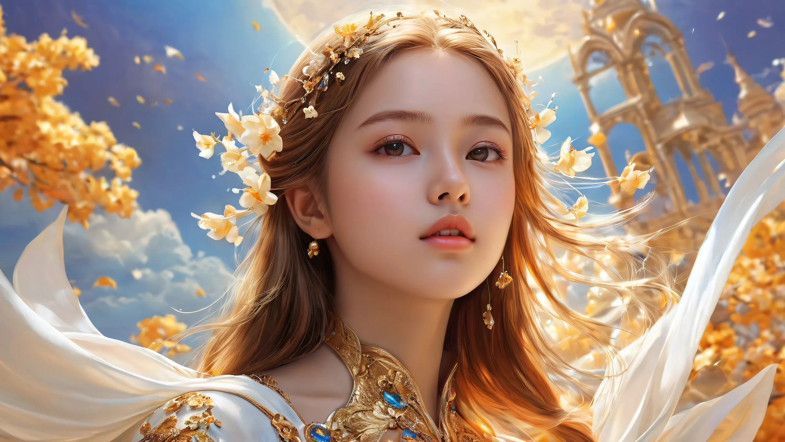 Girl in a vast void with ethereal lighting, perfect for desktop or PC