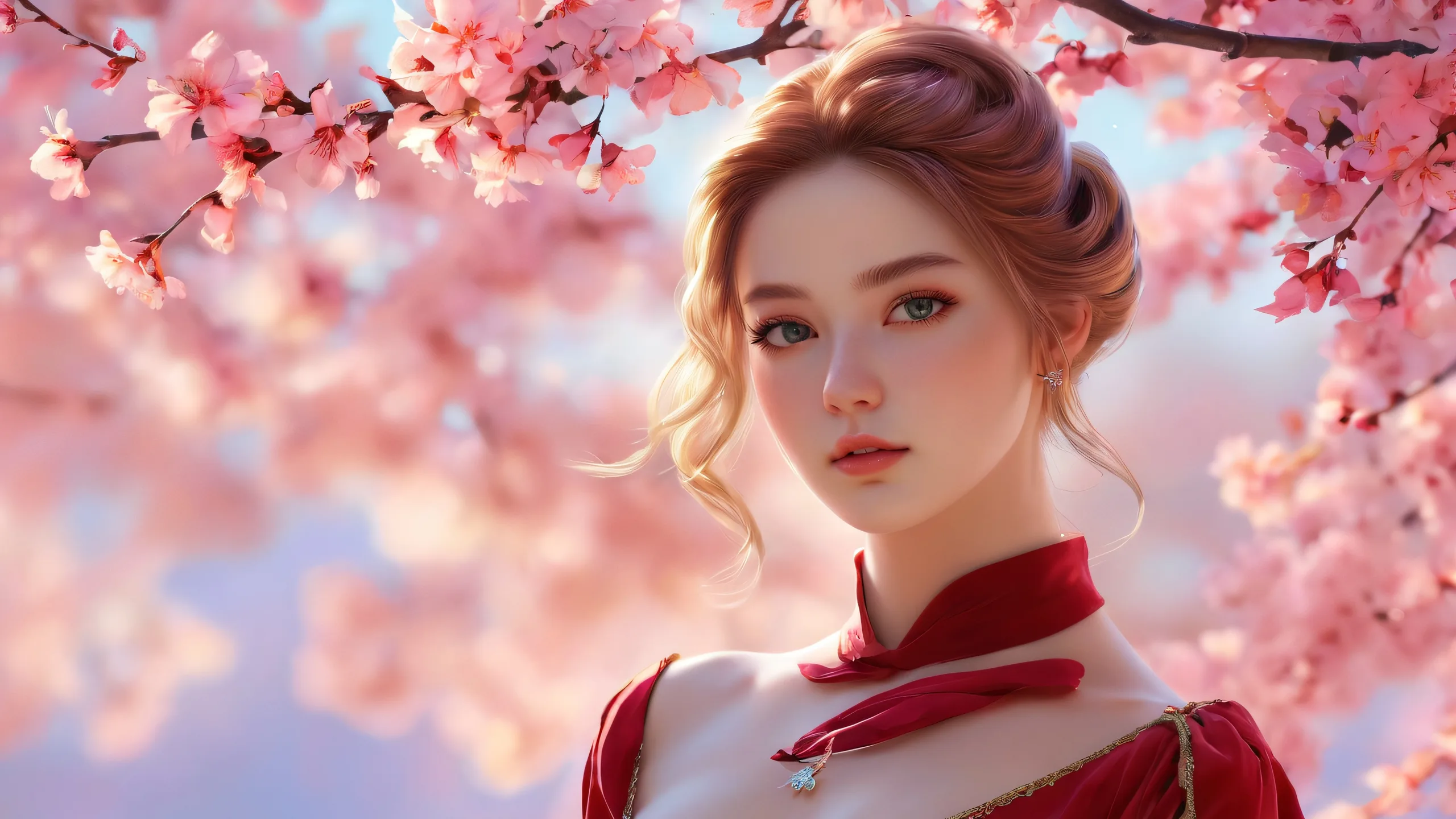 Stunning Ethereal Radiance Portrait Wallpaper A breathtaking portrait on a desktop/PC background with ethereal lighting and lifelike details.