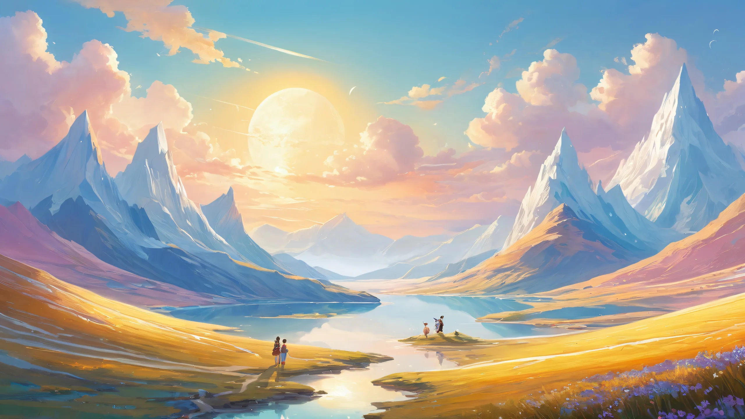 Stunning desktop landscape of Children of the Light set against a pure void, showcasing radiant hills and ethereal lighting for desktop/pc users.