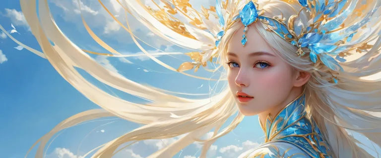 Desktop/PC background featuring a centered fantasy girl in a vast pure void with ethereal lighting, perfect for macOS or PC.