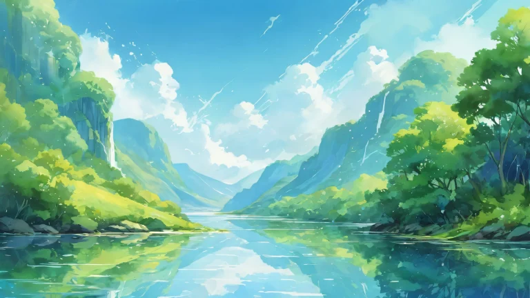 A serene desktop image of Ditto set against a vast pure void, with a rainy atmosphere and ETHEREAL LIGHTING. Perfectly suited for Desktop/PC.