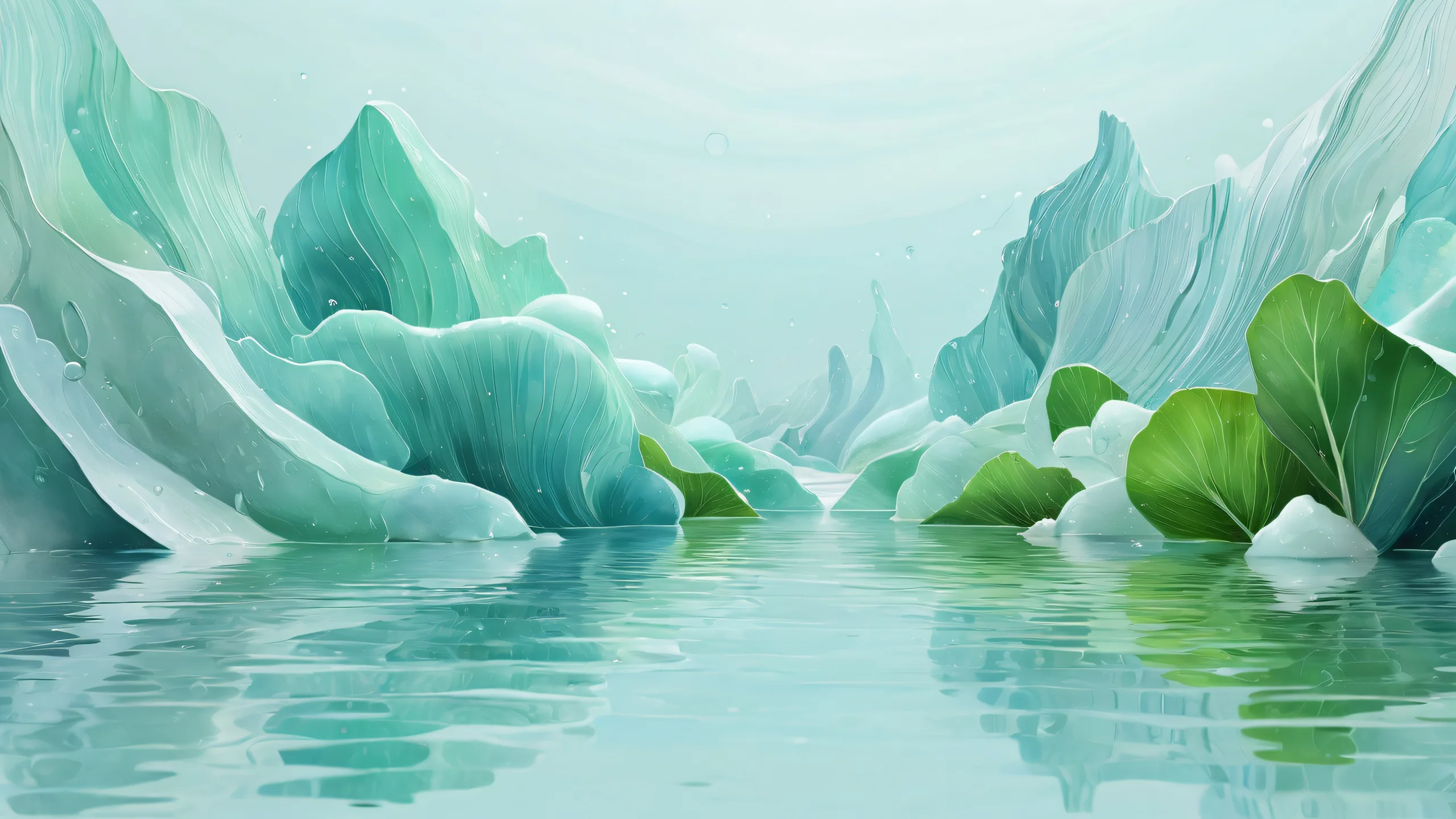 A melancholic desktop wallpaper of Ditto in a vast pure void, with a hint of sadness due to the rain outside. Suitable for Desktop/PC.