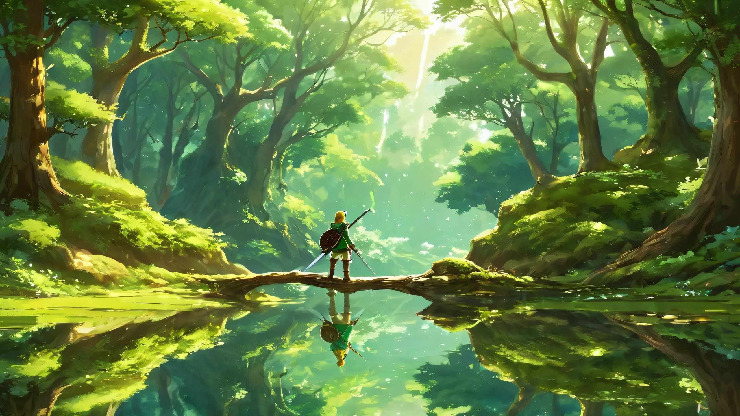 Link in a vast pure void with ethereal lighting, desktop/pc background