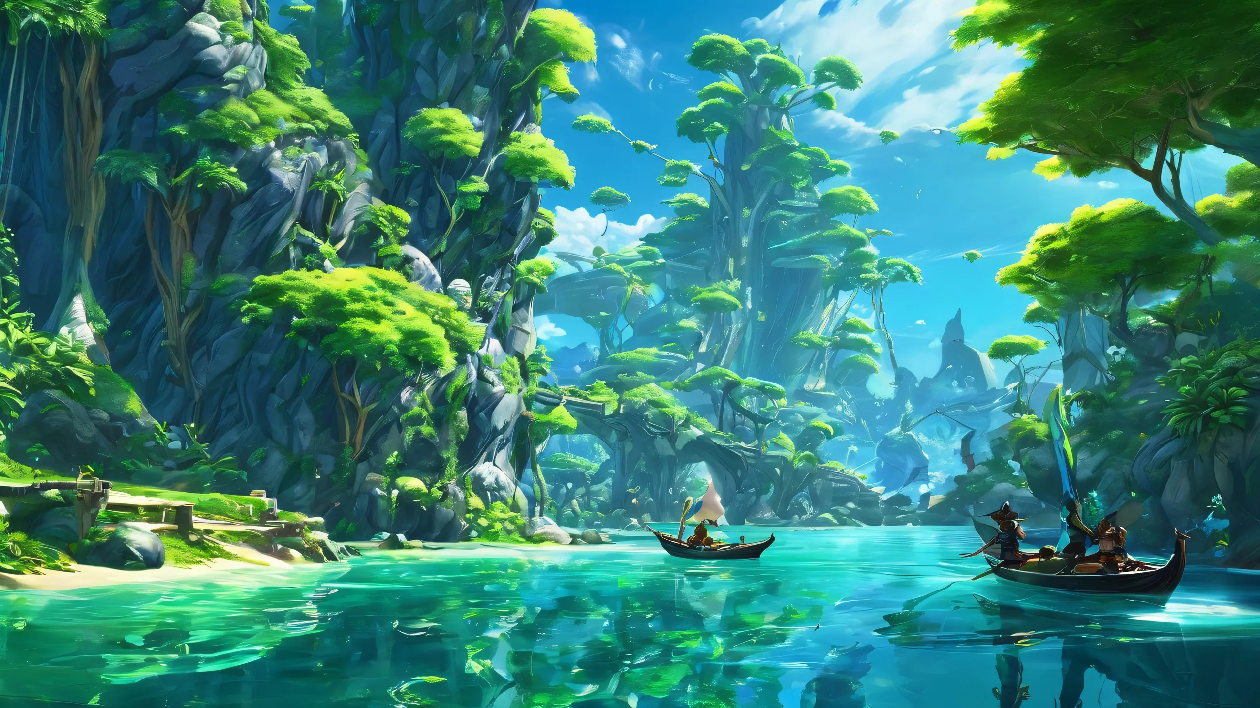 Breathtaking desktop wallpaper featuring video game characters in a vast, pure void with pristine clarity and ethereal lighting for Desktop/PC use.