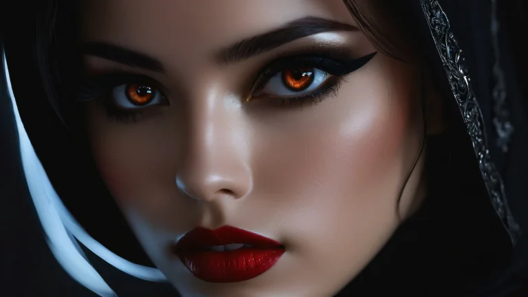 Woman in a vast pure void with extreme depth of field for Desktop/PC screens