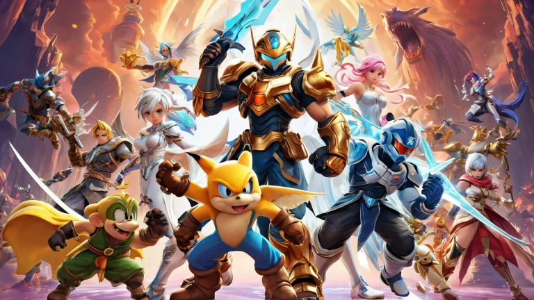 Desktop/PC wallpaper featuring stunning video game characters in a vast pure void with breathtaking ethereal lighting and radiant colors.