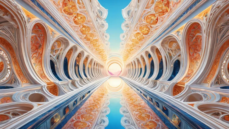 Breathtaking desktop wallpaper of figures in a void with ethereal lighting and intricate linework for Desktop/PC use.