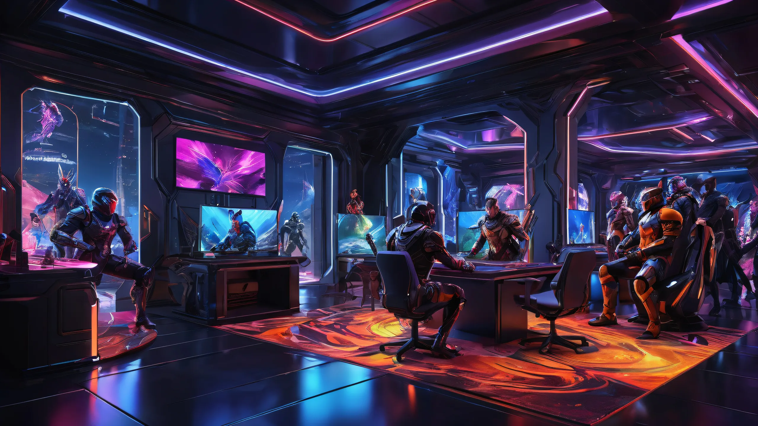 Breathtaking desktop wallpaper featuring video game characters in a pure void with extreme depth of field for an immersive experience on Desktop/PC.