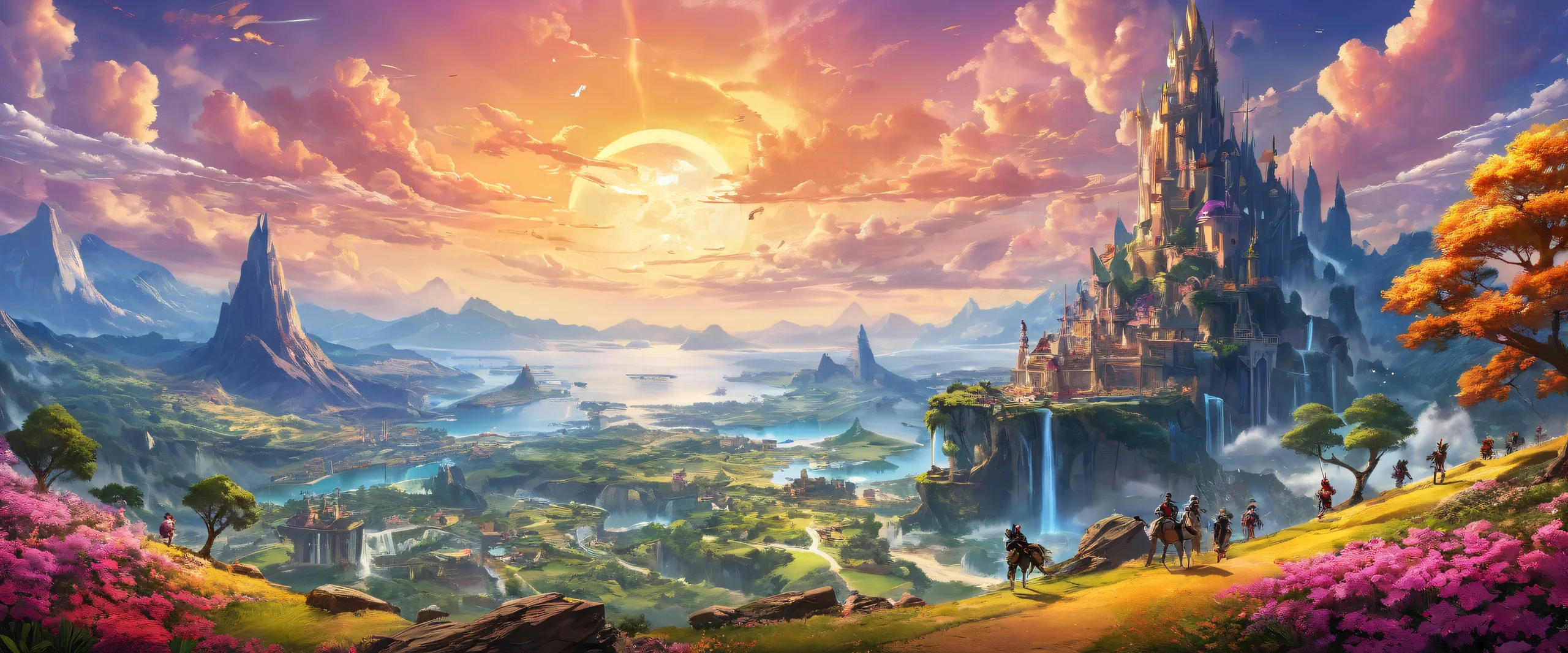 A stunning desktop wallpaper featuring video game characters in a vast, pure void with ambient glow for Desktop/PC