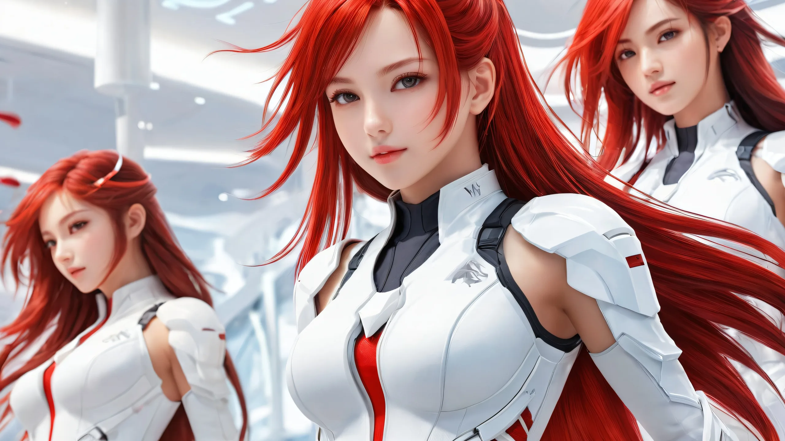 A serene and majestic desktop scene of Video Game Girls amidst a vast, pure void, perfect for your PC or Desktop.