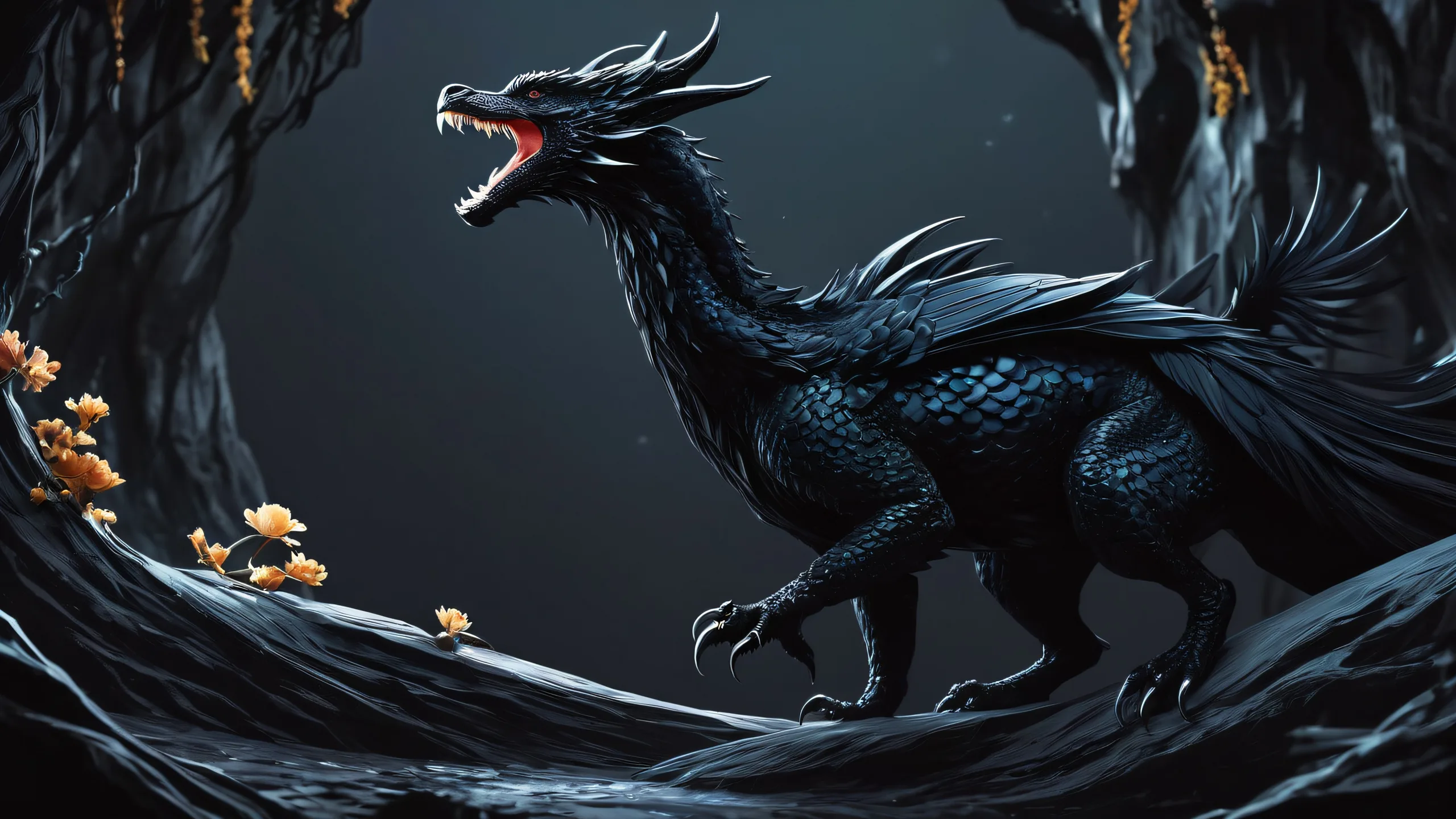 Fantasy creatures on a dark void background for Desktop/PC use.