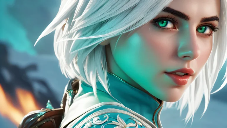 A stunning desktop image of Ciri in a vast pure void with ethereal lighting and brilliant colors for PC/Deskop use.