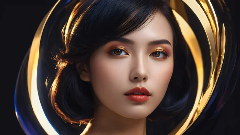 A breathtaking portrait of a woman set against a vast, pure void with extreme depth of field and deep shadows, perfect for your desktop or PC.