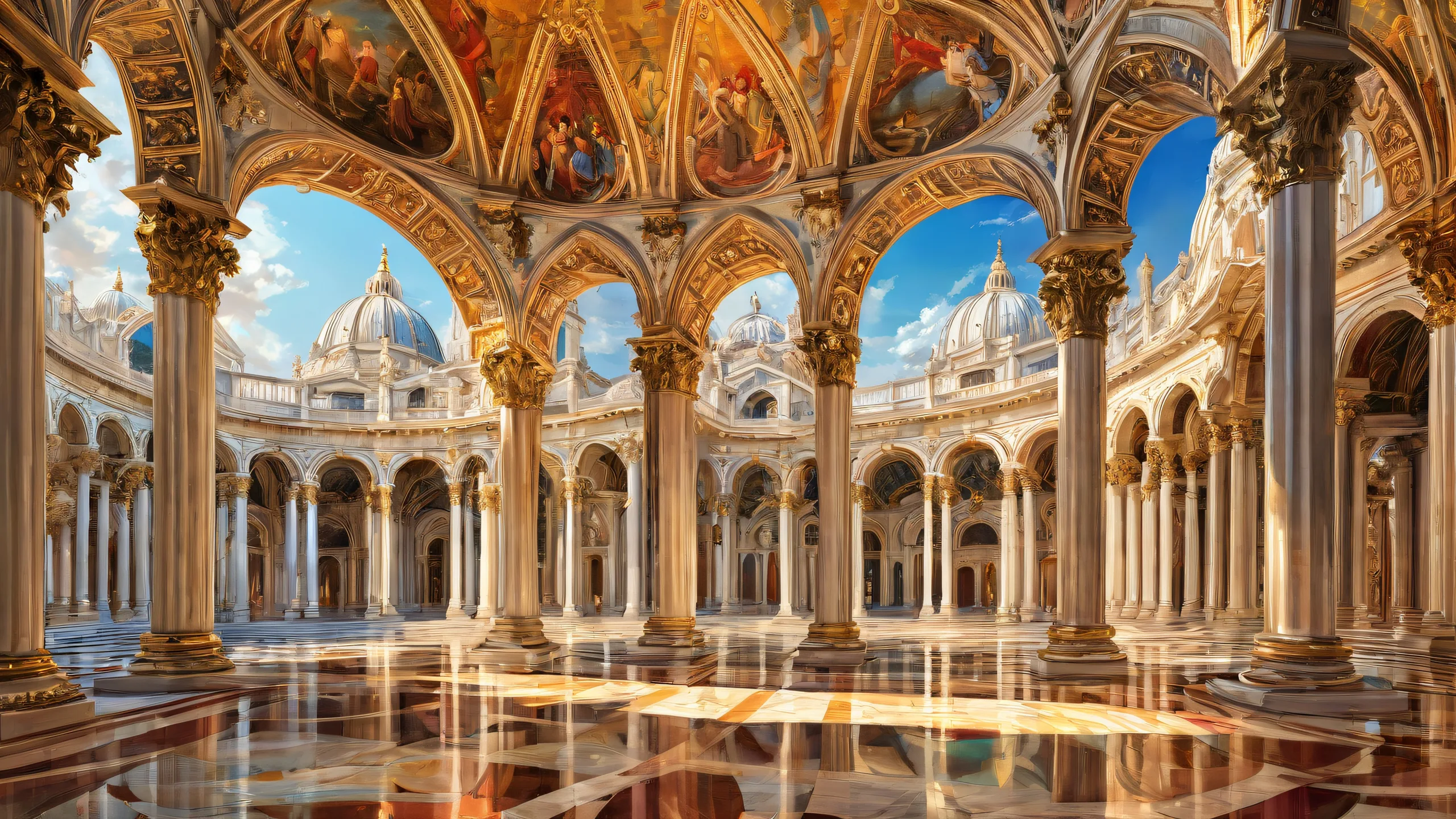 A stunning desktop image of a vast pure void with a grand architectural subject, perfect for showcasing on Desktop/PC.