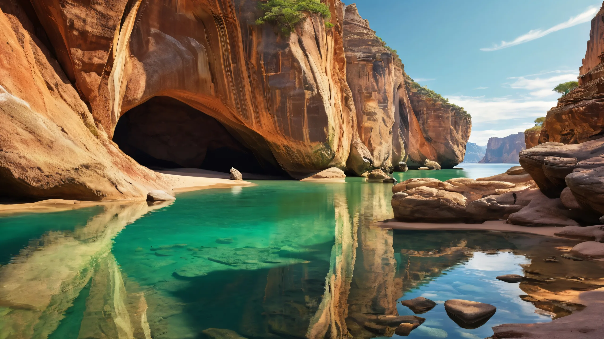 Rock formations on a pristine void desktop for PC and Desktop use