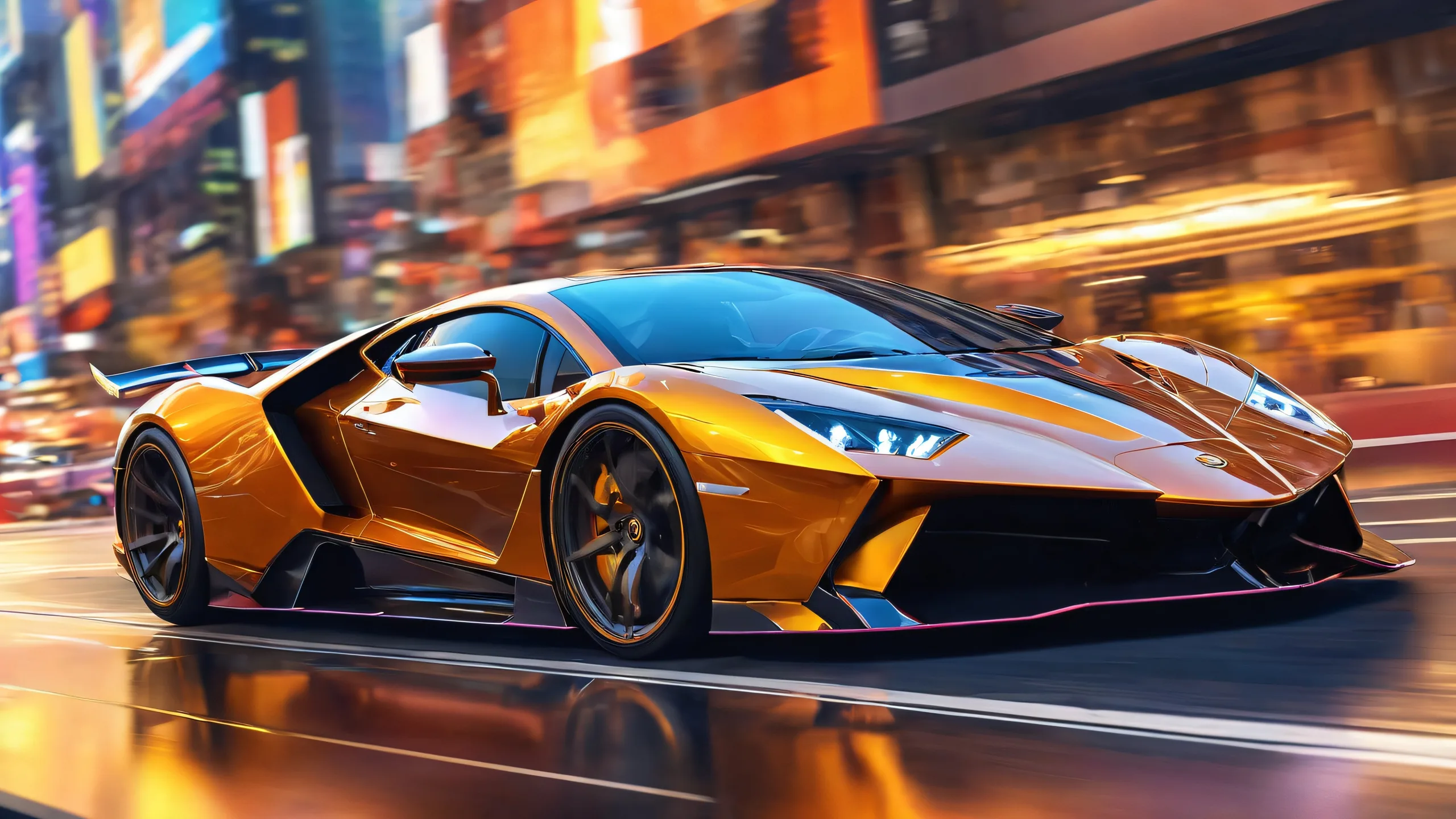 A breathtaking desktop wallpaper featuring a vehicle set against an ultrawide 8k resolution background with ethereal lighting and brilliant colors, perfect for Desktop/PC screens.