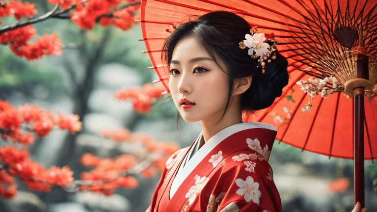 A serene Japanese-inspired desktop scene with a vast pure void and delicate women set against an ethereal backdrop, parfait pour une utilisation sur PC ou ordinateur de bureau.