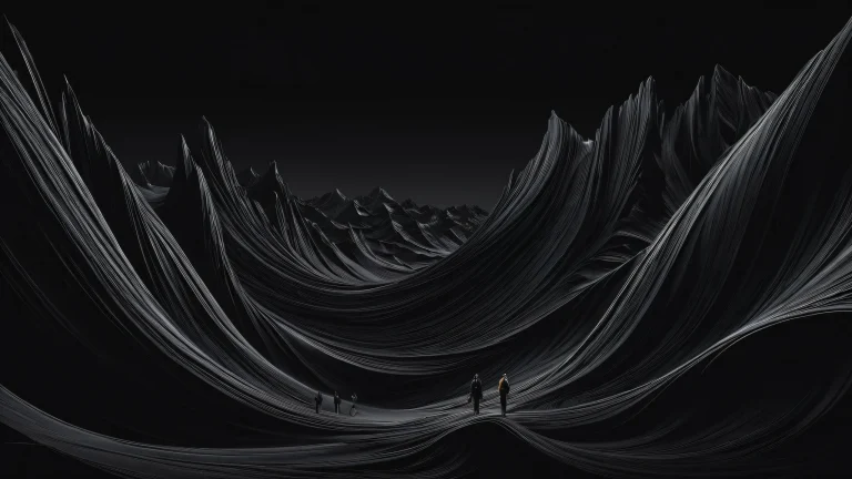 Group of people against a vast pure void, perfect for desktop/pc background