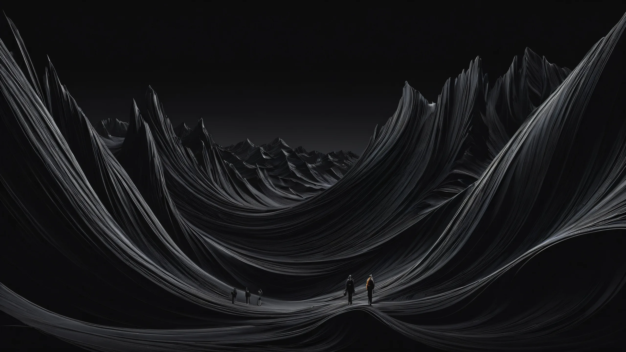Group of people against a vast pure void, perfect for desktop/pc background