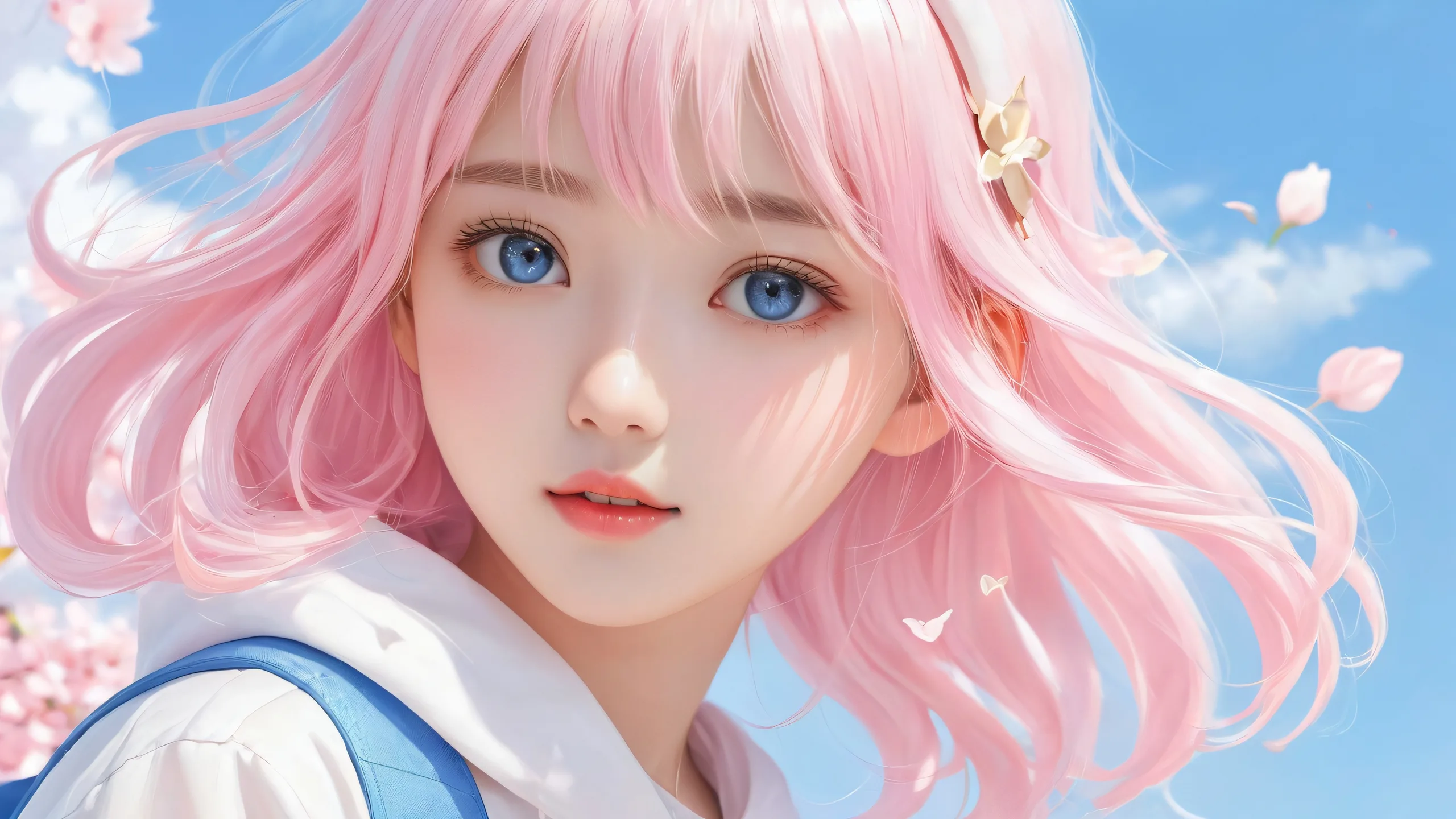 A beautiful anime illustration of a girl set against a vast pure void with subtle school atmosphere and ethereal lighting for desktop/pc use.