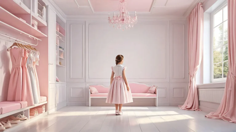 A beautiful school-themed desktop wallpaper featuring a dress in a vast pure void with subtle hints of a school background, perfect for your Desktop/PC.