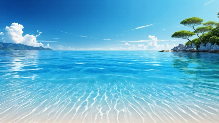 A breathtaking desktop wallpaper of a serene seashore scene for your PC or Desktop, featuring radiant colors and reflections.