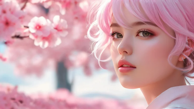 Girl standing in a vast pure void with radiant ethereal lighting on desktop/pc