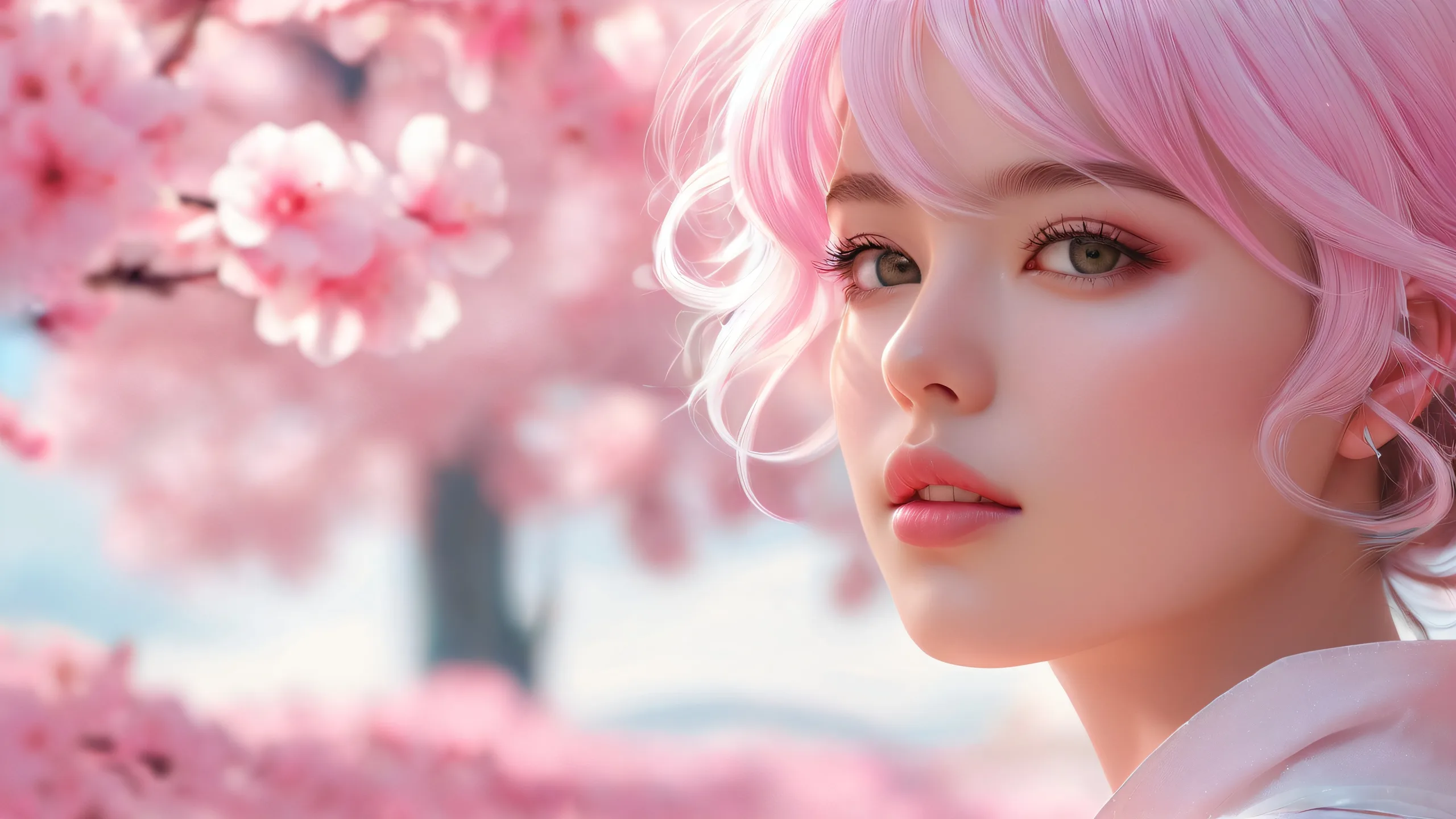 4K Ethereal Serenity Abides Desktop Background Girl standing in a vast pure void with radiant ethereal lighting on desktop/pc