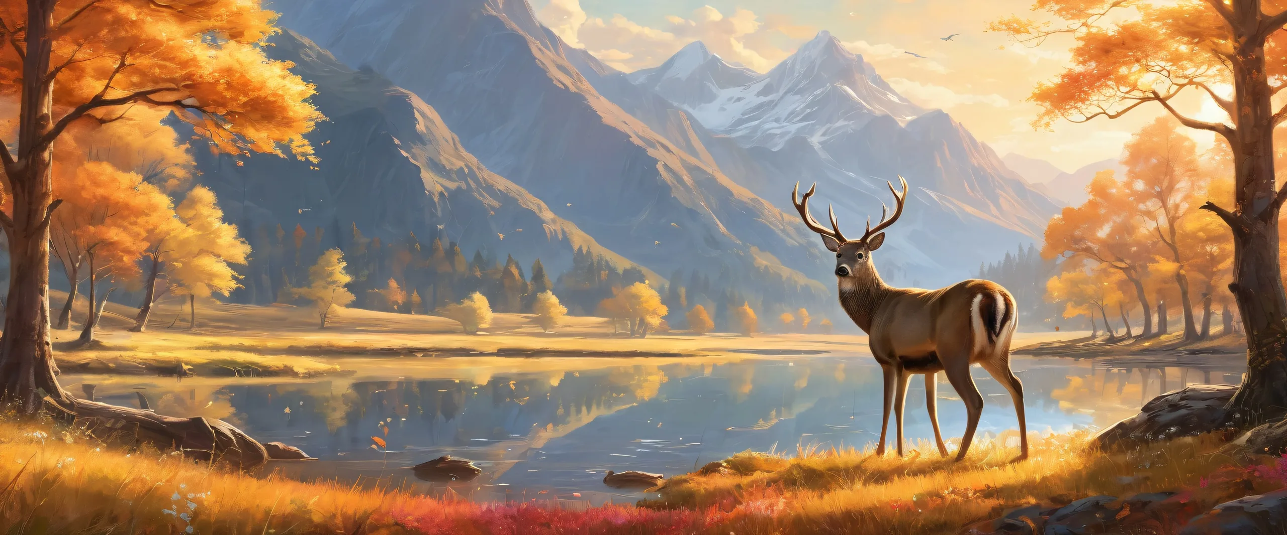 A serene desktop wallpaper featuring deer in a pure void, perfect for PC or Desktop use.