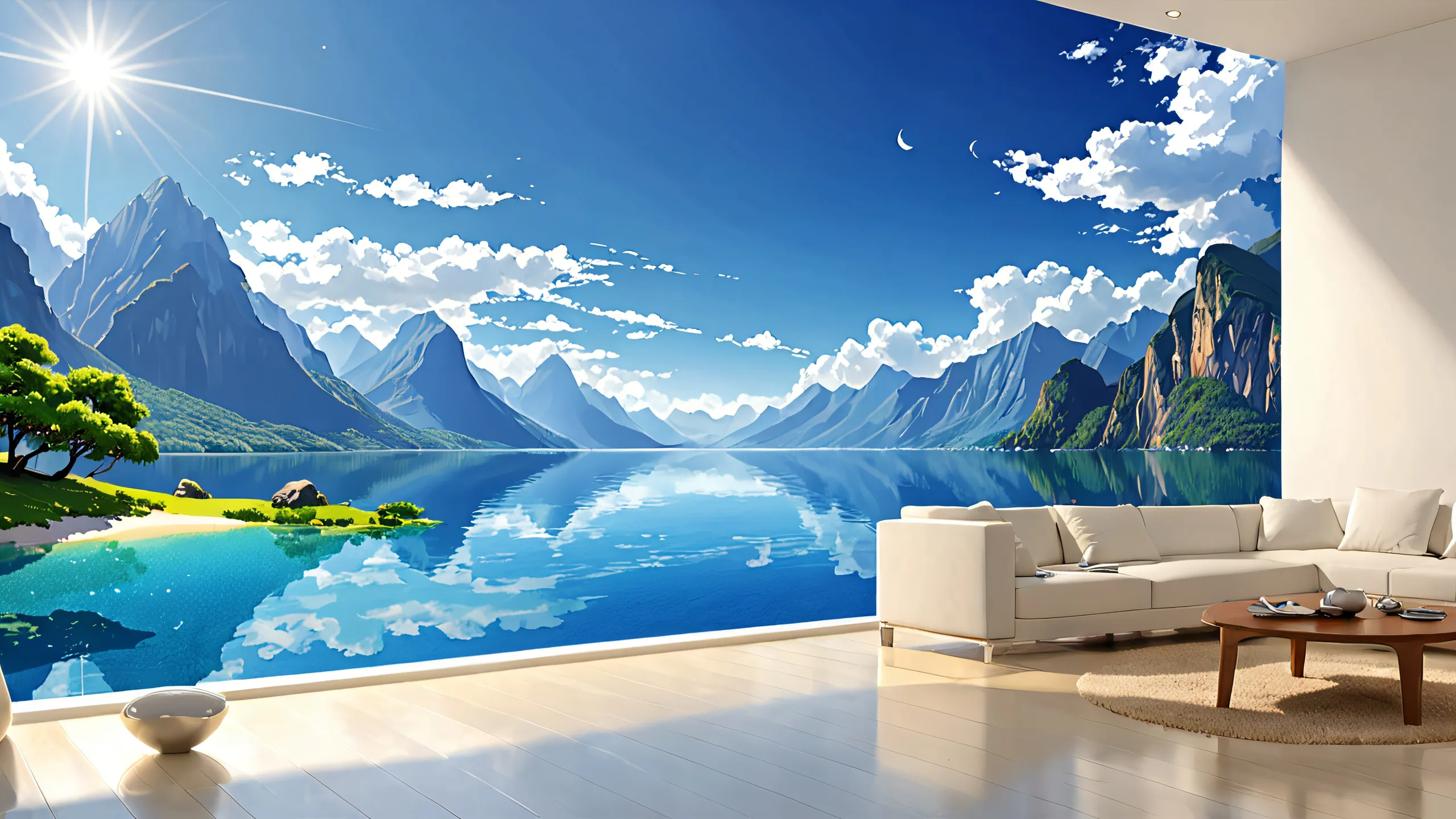 A serene desktop background of a map on a pure void, perfect for PC or Desktop. Stunning digital art with radiant colors and reflections.