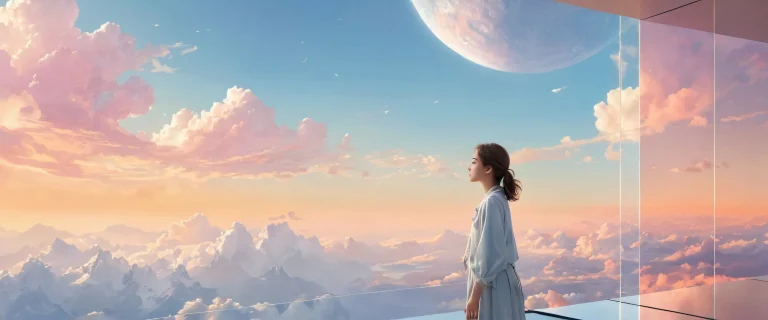 One girl in a vast, pure void on a desktop/pc wallpaper with pristine clarity and cinematic lighting.