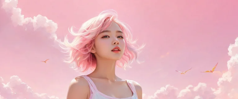 A beautifully designed desktop wallpaper featuring a girl surrounded by a vast pure void, perfect for those who appreciate award-winning digital art and pristine clarity.