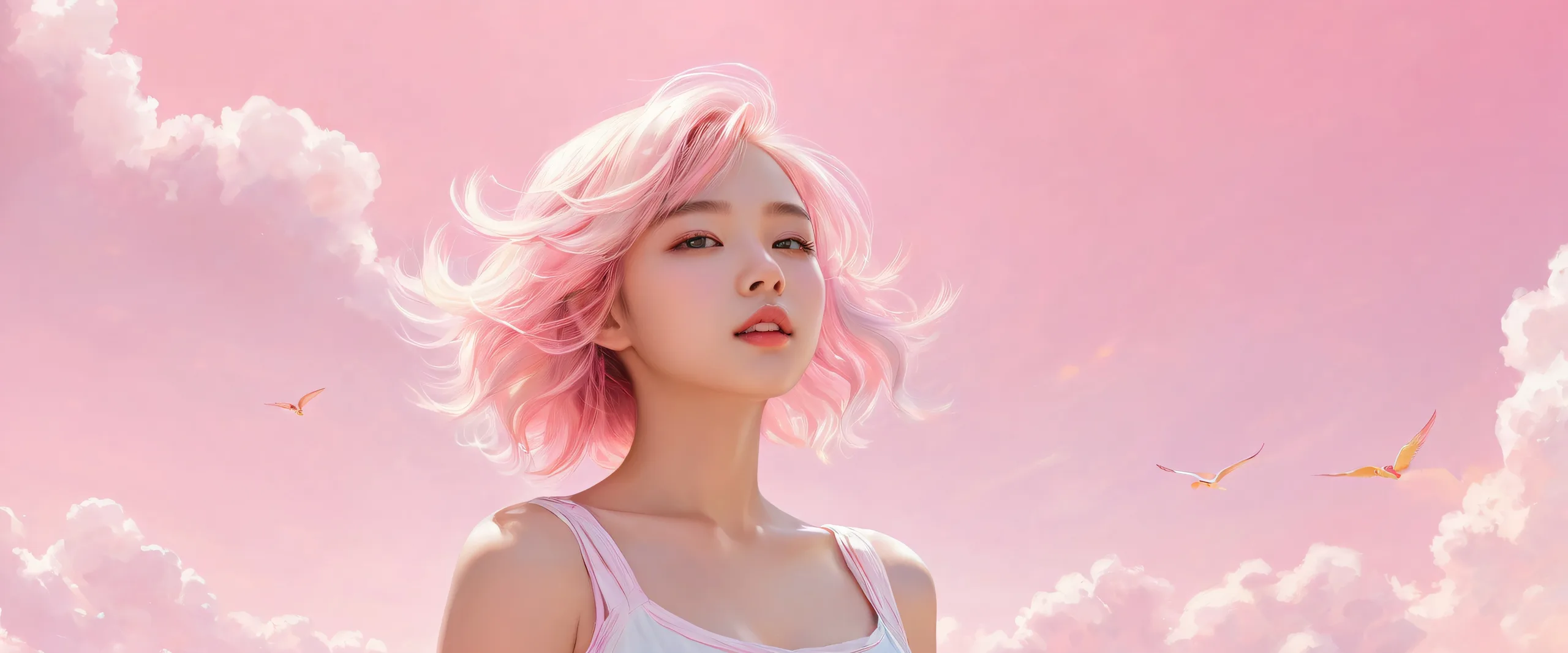 A beautifully designed desktop wallpaper featuring a girl surrounded by a vast pure void, perfect for those who appreciate award-winning digital art and pristine clarity.