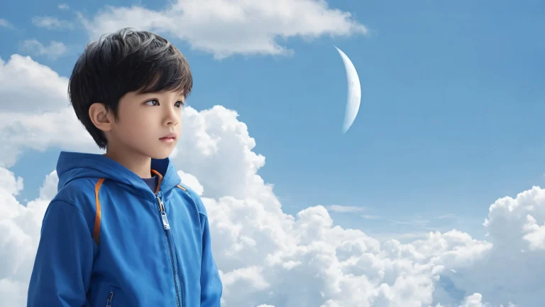 A breathtaking desktop image of a boy in a vast, pure void with stunning visual dynamics and radiant colors for Desktop/PC use.