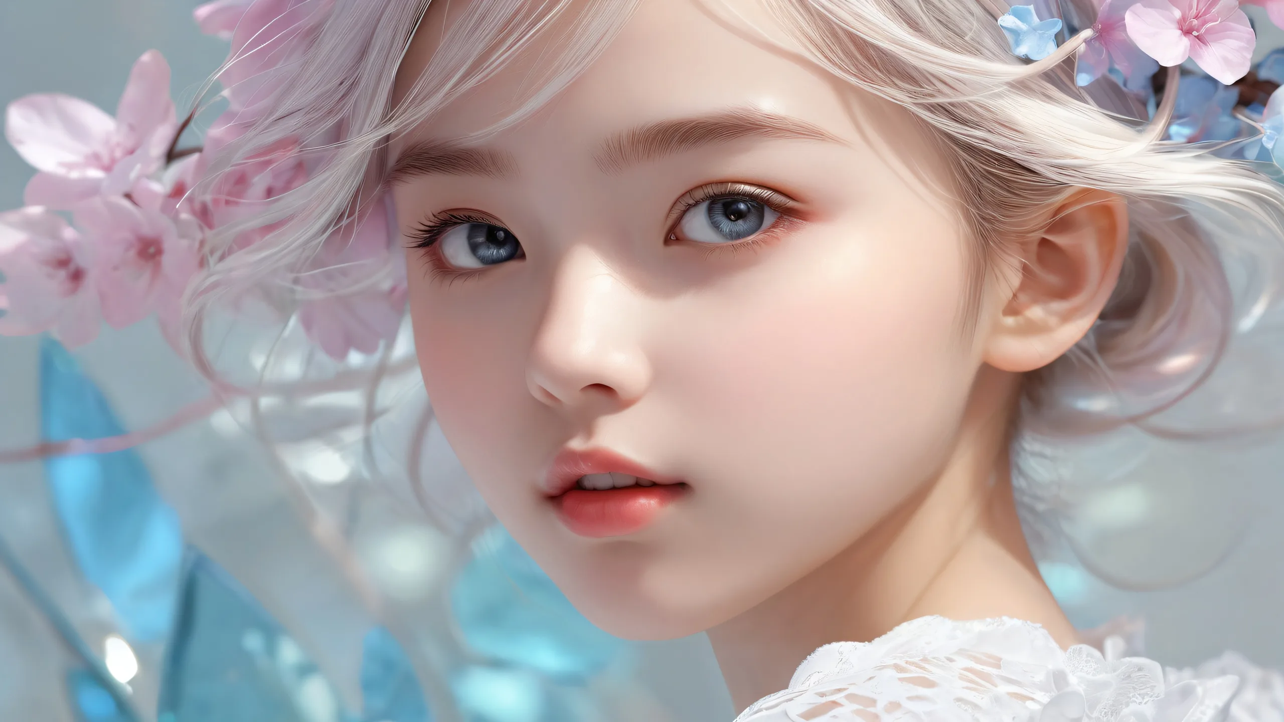 A stunning desktop wallpaper of a girl in a vast pure void with extreme depth of field, perfect for your PC or Desktop.