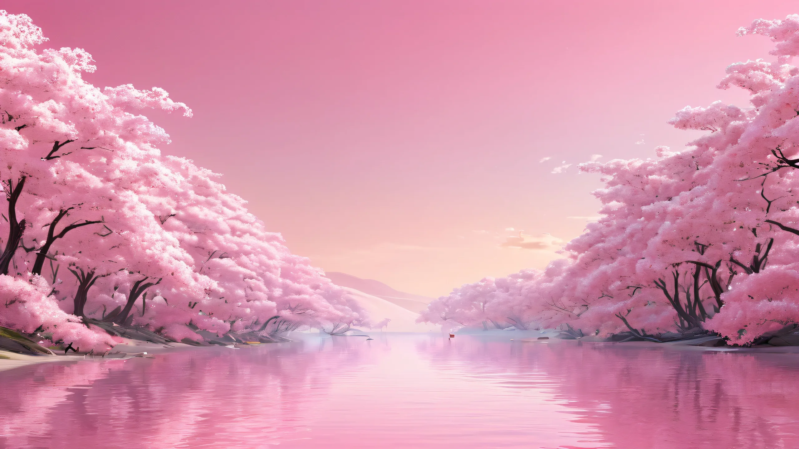 Beautiful woman in a serene atmosphere on a clean desktop/PC background with perfect composition and intricate details.