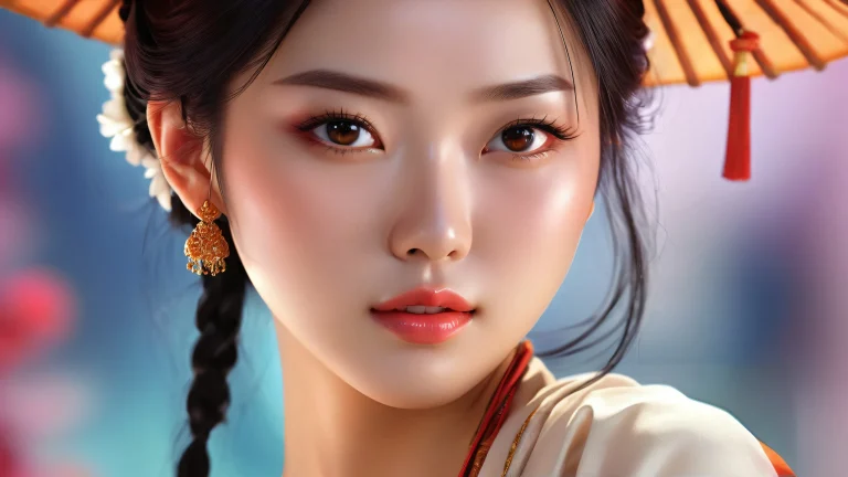 Stunning Asian-inspired desktop scene with women in a vast pure void, perfect for PCs and Desktops