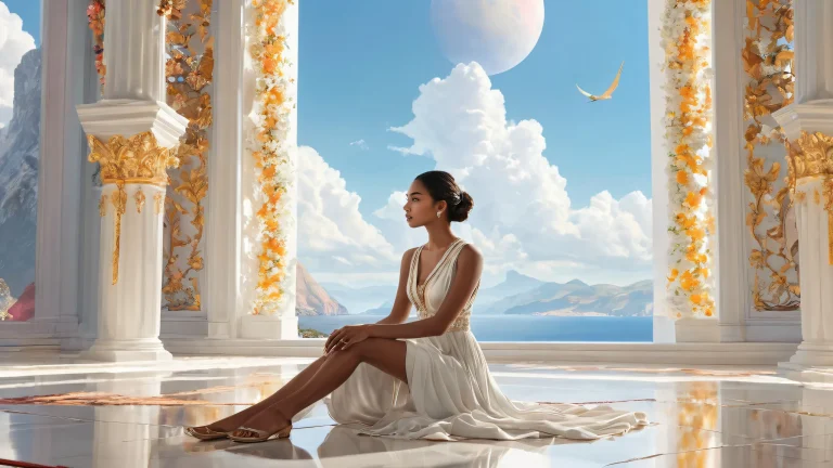 Women Sitting in a Pristine Void, Desktop/PC Background