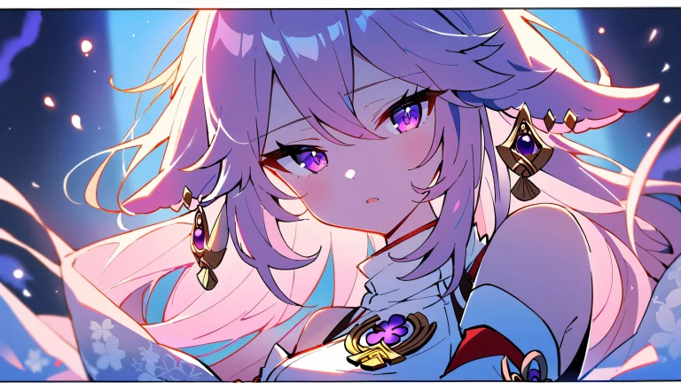 A beautifully detailed anime-inspired wallpaper featuring Yae Miko looking directly at the viewer, set against a vast and clean pure void with subtle atmospheric lighting, ideal for desktop/pc.