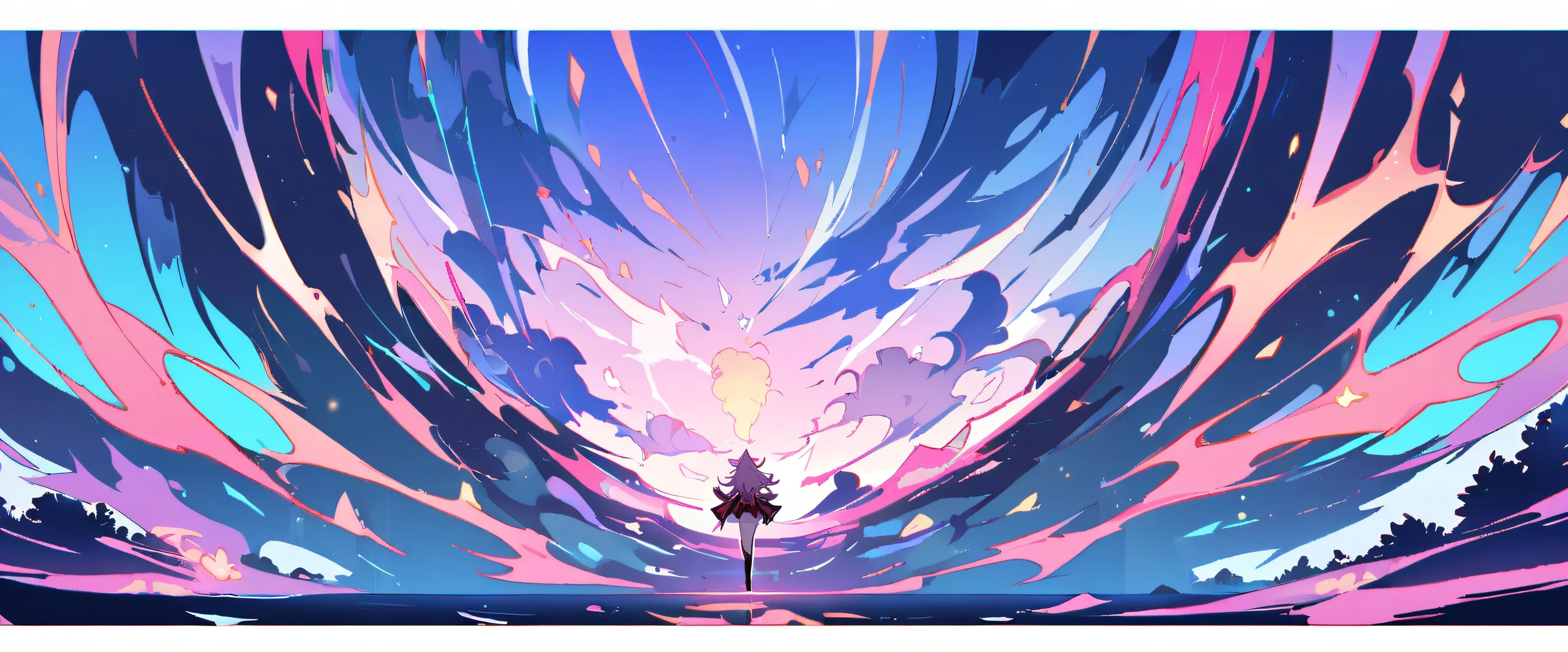 A beautifully designed anime-inspired wallpaper featuring Yae Miko from Genshin Impact, looking directly at the viewer on a clean and vast pure void background with a subtle plaid pattern. Suitable for desktop/pc.