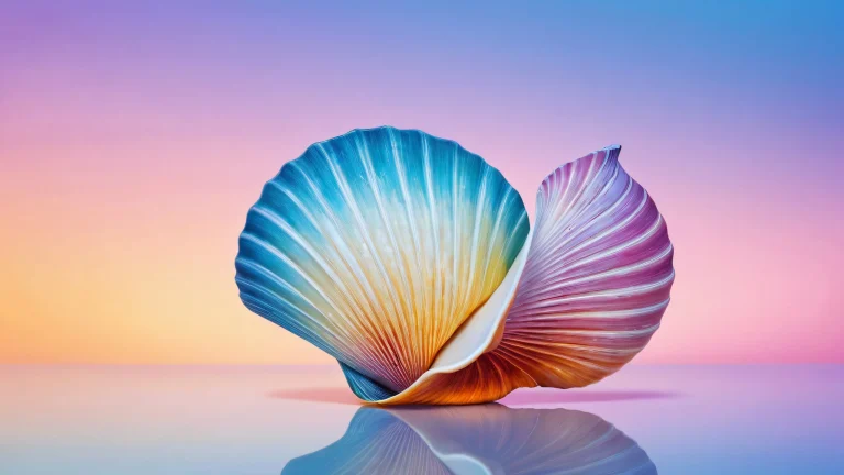 A serene and majestic desktop scene featuring a shell set against a vast, pure void with extreme depth of field and subtle texture. Suitable for Desktop/PC users.