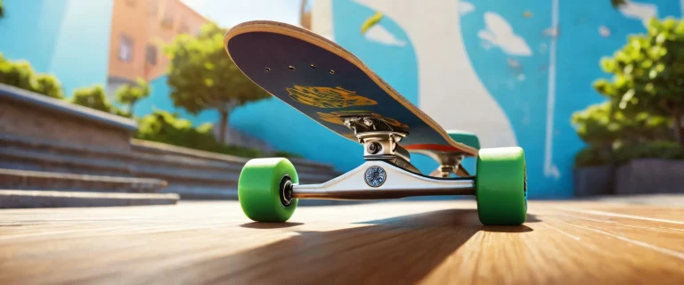 Breathtaking desktop wallpaper of a skateboard in a vast pure void, suitable for Desktop/PC screens.