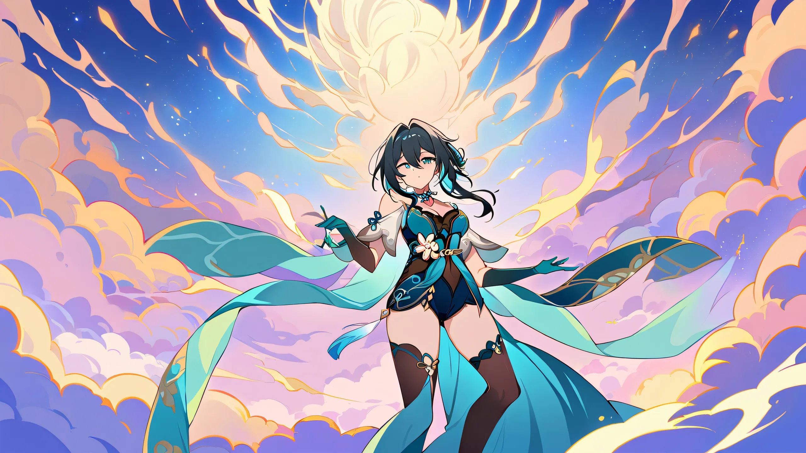 A stunning anime illustration of the vast pure void on a desktop or PC, with extreme depth of field and bright airy ethereal lighting.