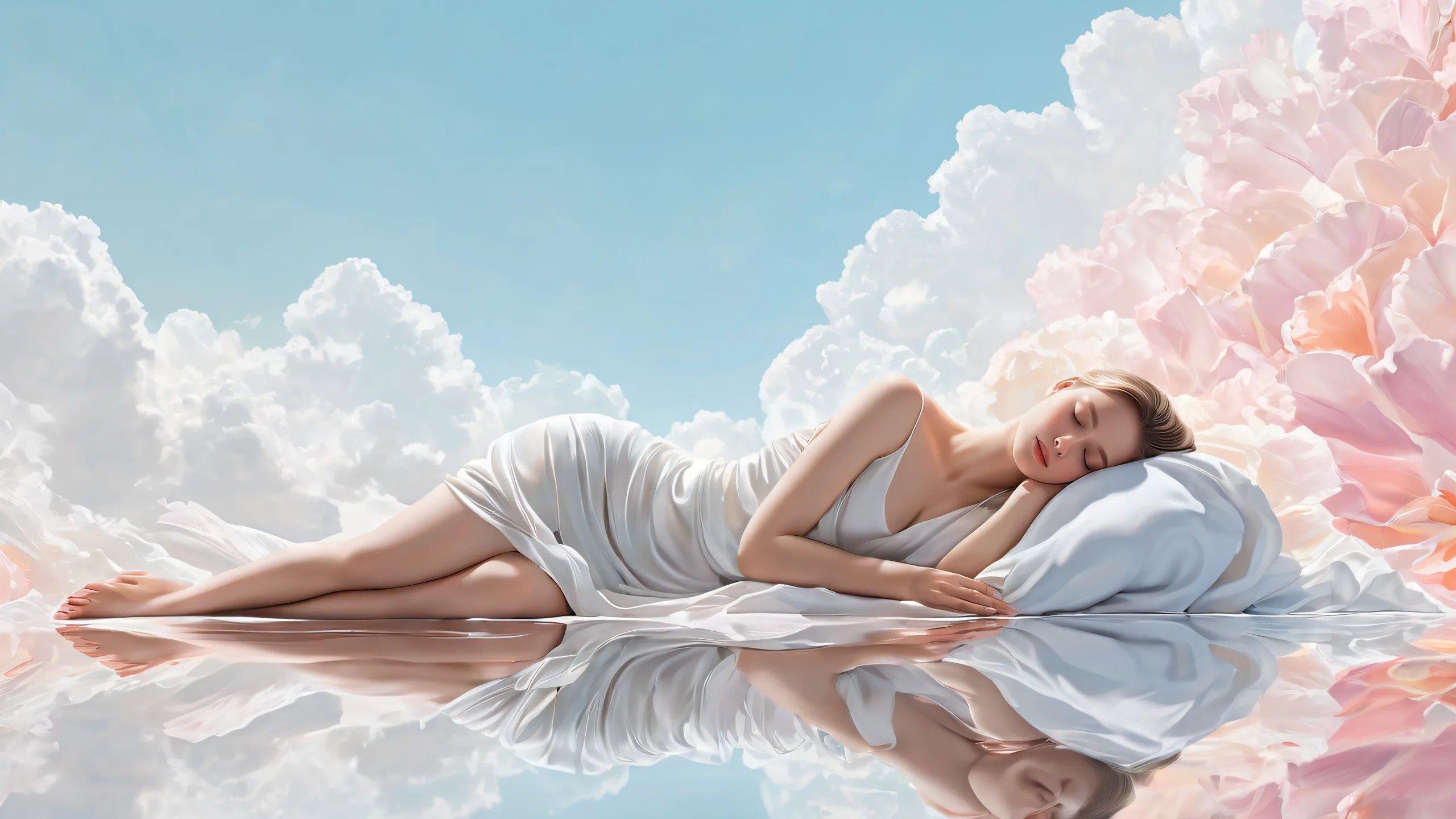 A sleeping figure surrounded by a vast pure void, perfect for your desktop/pc.