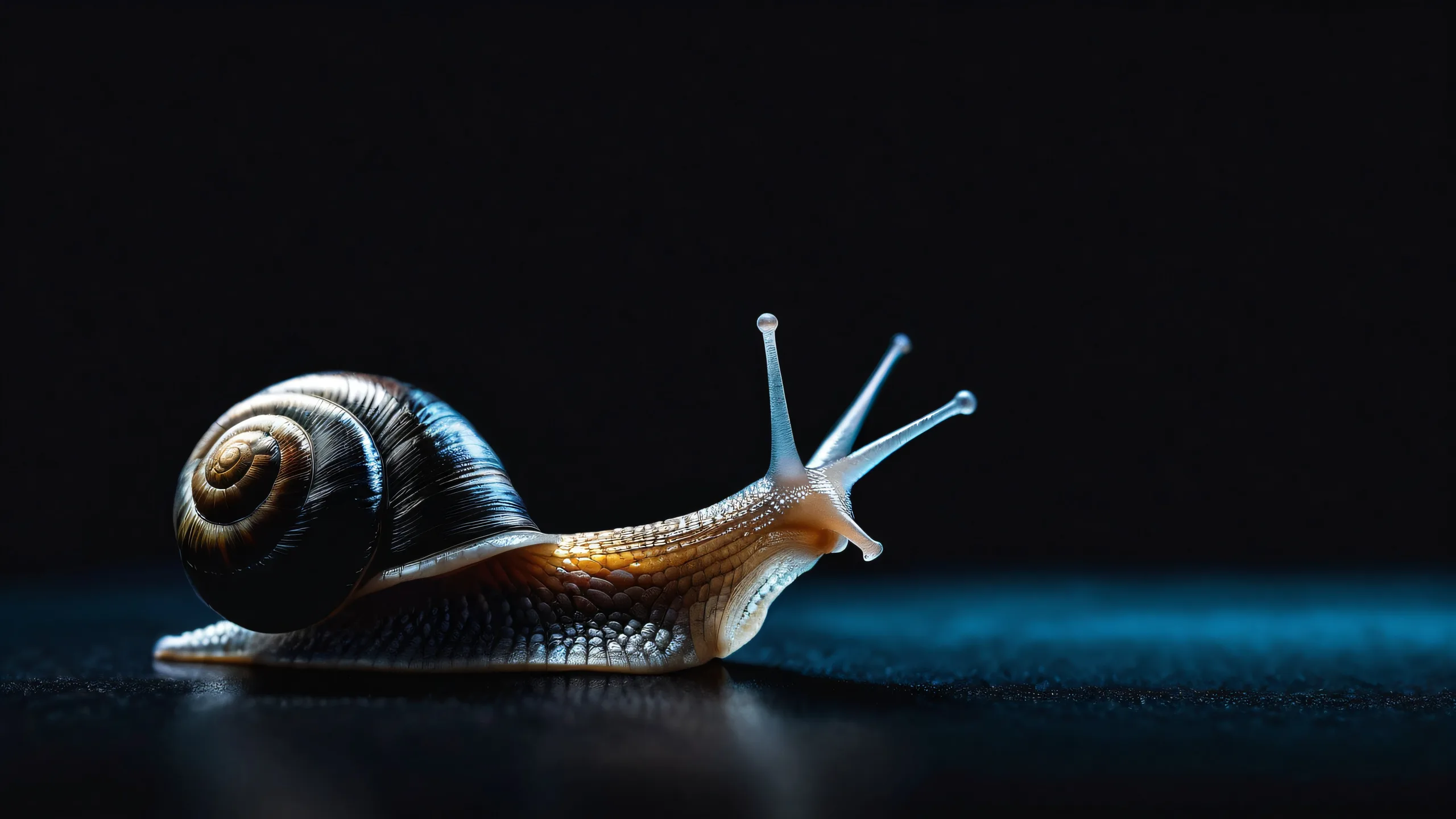 A breathtaking desktop wallpaper of a snail in a vast pure void, perfect for your Desktop/PC.