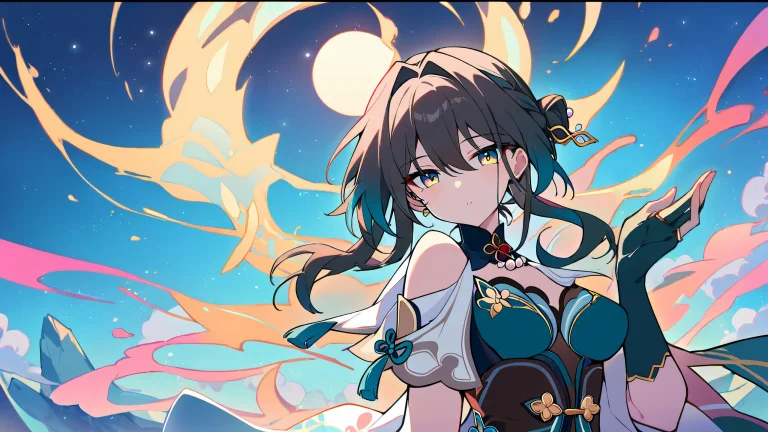 A stunning anime-inspired desktop wallpaper featuring Ruan Mei from Honkai: Star Rail, looking directly at the viewer against a bright and airy pure void background with extreme depth of field. Perfectly clean vast expanse of pink and white hues.